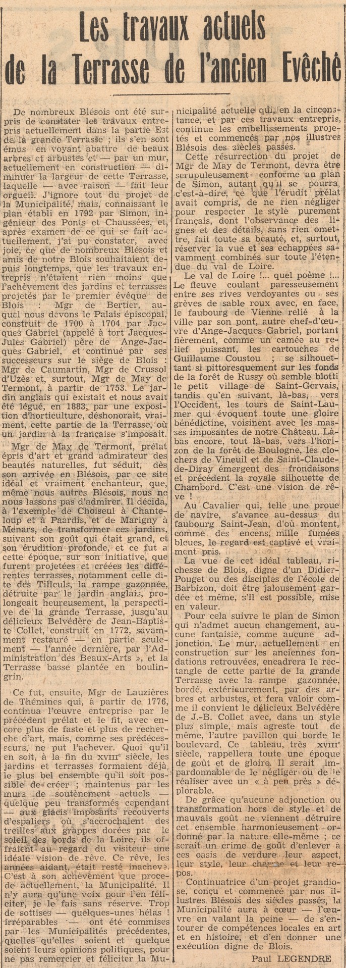 Les travaux actuels de la terrasse de l'ancien évêché