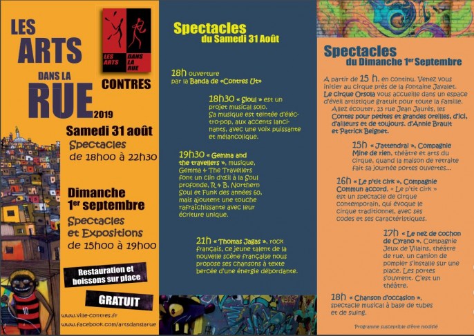 Flyer du Festival Les Arts dans la rue