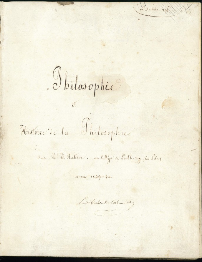 Archives départementales de Loir-et-Cher - Cahier de philosophie du collège de Pontlevoy