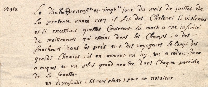 1707 : une année mouvementée. AD41, E-DEPOT 057/28.