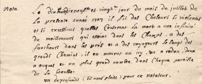 1707 : une année mouvementée. AD41, E-DEPOT 057/28.