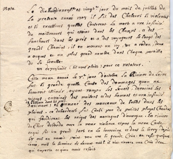 1707 : un automne calamiteux - AD41 E-Dépôt 057/28