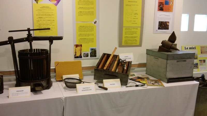 Exposition "Abeilles" : exemple de matériel de récolte du miel